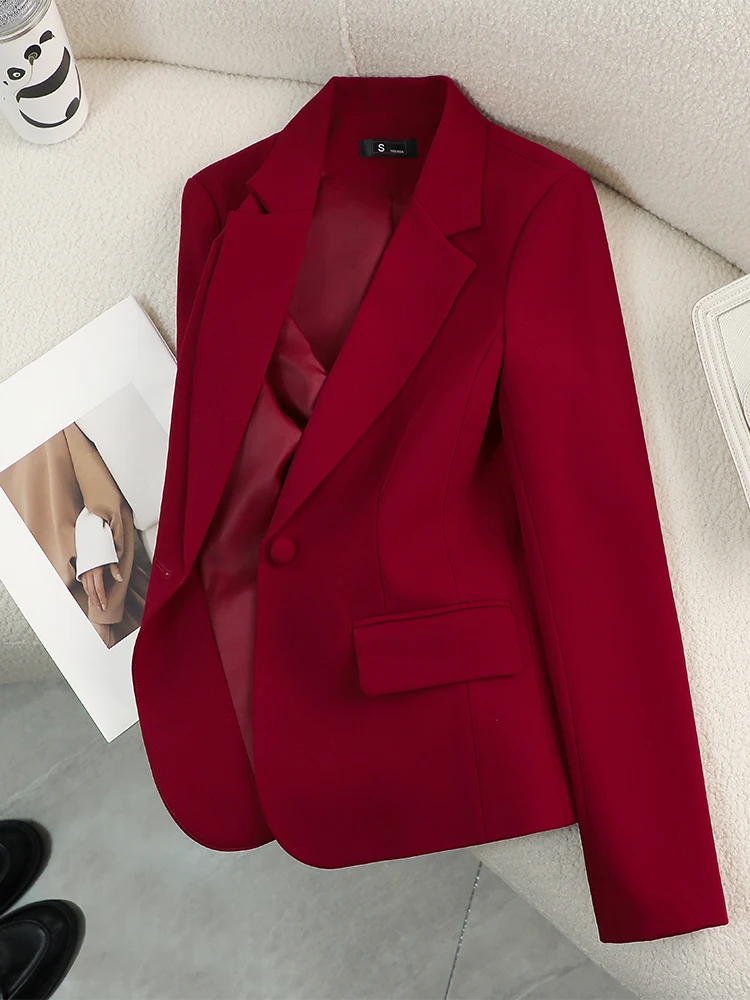 Women Formal Wear With Black Blazer - Blazer da donna da donna rosso