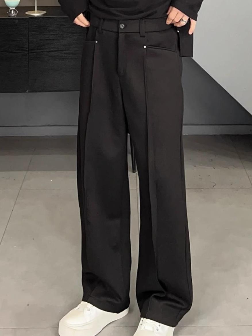 Tailored Trouser Wide - Pantaloni Casual Stile Coreano, Gamba Larga