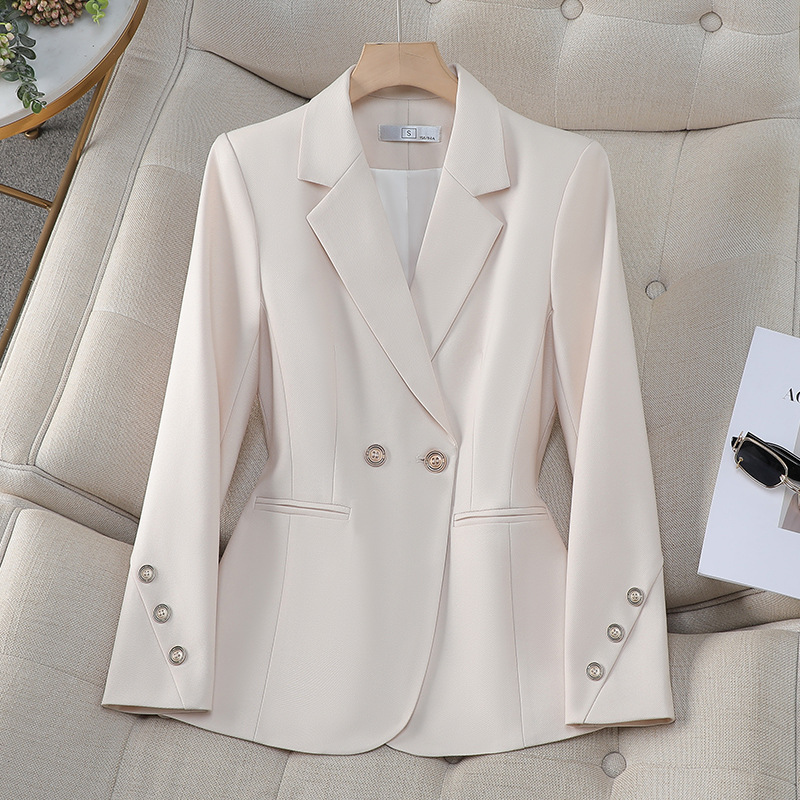 Women Formal Wear With Black Blazer - Blazer doppiopetto da donna tinta unita