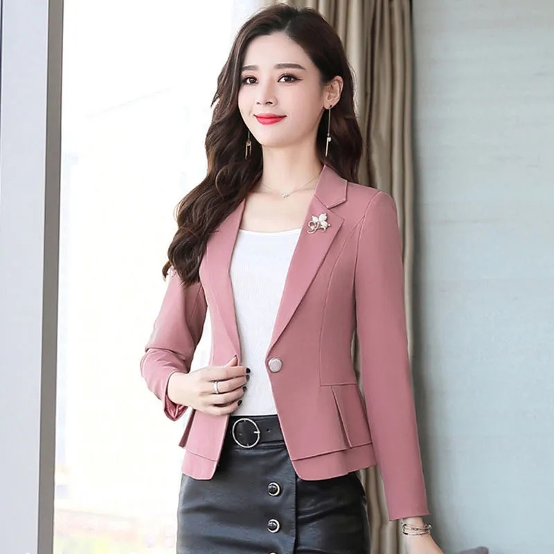 Women Formal Wear With Black Blazer - Cappotto Formale Slim da Donna per